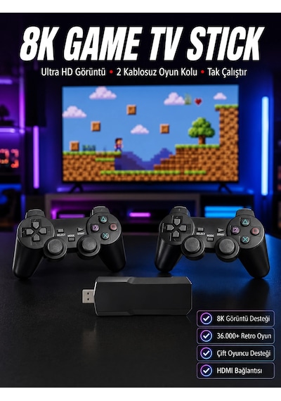 Mey İthalat 8k Ultra Hd Game Box 36500 Oyunlu Game Stick Oyun Konsolu 94364814