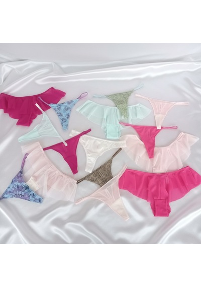Bonbon Kadın Pamuklu 10'lu Paket Karışık Renk Hipster String Tanga Checky Brazilya Külot Bb2472 Renkli
