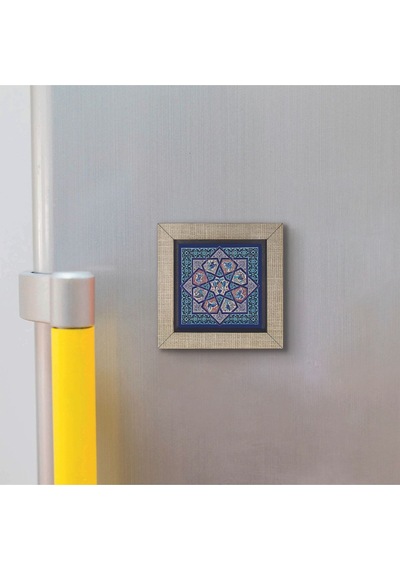 Anadolu Selçuklu Çini Motifi Baskılı Mdf Magnet 7x7 30