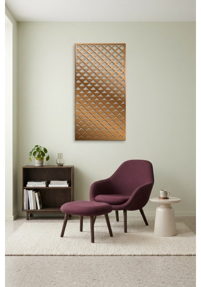 Pul Dekoratif Panel Metal Duvar Tablosu - Duvar Sanatı - Duvar Dekoru - Bronz