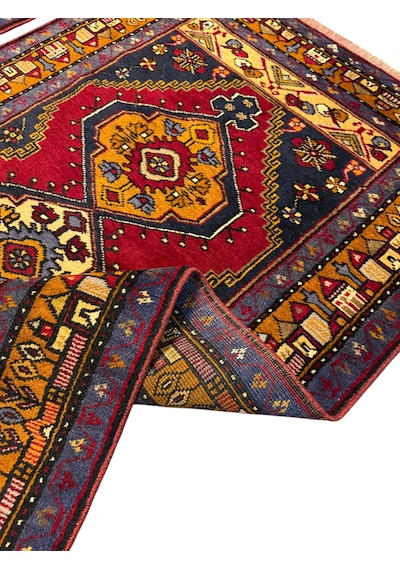 El Dokuma Sıfır Çift Yahyalı Halısı 90x150 Kök Boya %100 Yün 2 Adet Halı Kırmızı