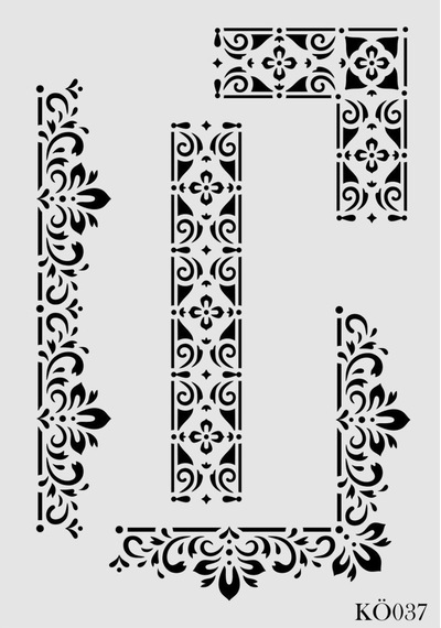 Kk Swords Stencil Tasarım Kö037 Köşe, Kenar Desen- Dekoratif Duvar, Fayans Ve Eşya Boyama Şablonları 21x30cm