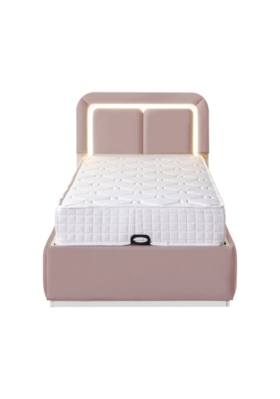 Demonte Baza Seti, Nox Ledli Tek Kişilik Baza Başlık Seti - İkili Set, Pembe - 100x200 Cm 100 x 200