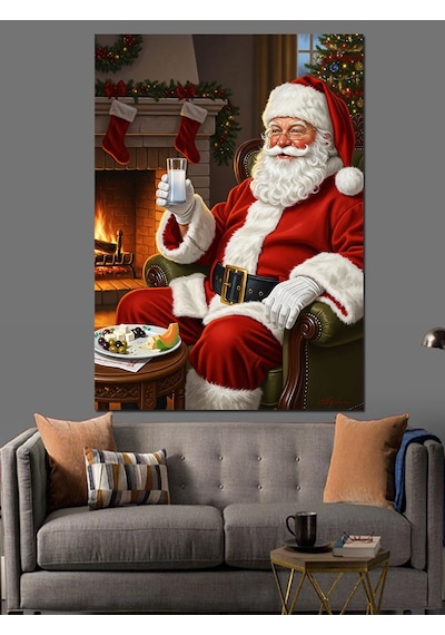 Ahşap Tablo Noel Baba Rakı Keyfi Ünlü Tabloları