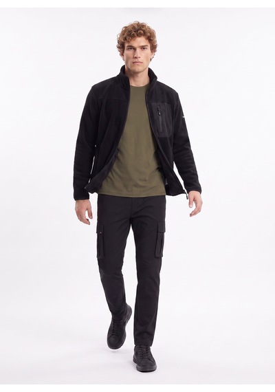 Jeep Siyah Erkek Dik Relaxed Düz Polar Sweatshırt J4wm-swt4444