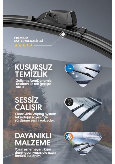Volkswagen Touran 2007-2014 Uyumlu Silecek Takımı 600mm/450mm S11-l