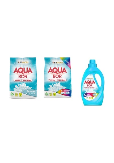 Aquabor Doğal Mineralli 4 Kg Beyaz + 4 Kg Renkliler + Sıvı Renkliler 3 Lü Set 04502934