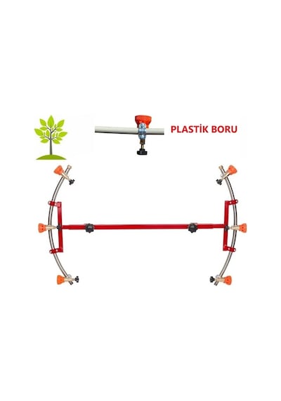 Tarım Garaj 3+3 Başlıklı Hilal Tip İlaçlama Makina Aparatı Plastik Boru
