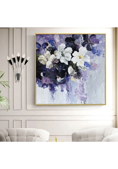 Çiçek Soyut El Yapımı Yağlı Boya Tablo 85x86cm