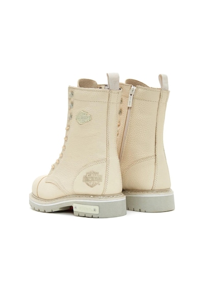 Harley Davidson Colmar Beige Baskılı Deri Kadın Bot Postal Ayakkabı Bej