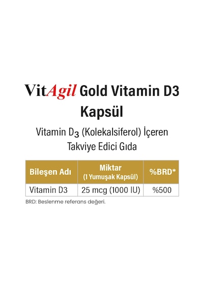 Vitagil Gold Vitamin D3 1000 Mg 100 Kapsül