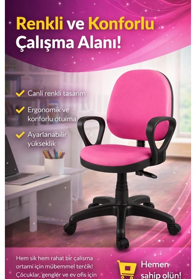 Yenilik Rüzgarı Ofis Sekreter Ögrenci Ders Çalışma Koltugu Pembe Yenilik Rüzgarı Ofis Sekreter Ögrenci Ders Çalışma Koltugu Pembe