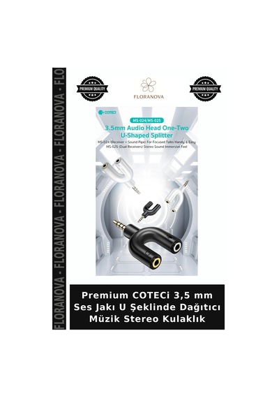 Premium Coteci 3,5 Mm Ses Jakı U Şeklinde Dağıtıcı Müzik Stereo Kulaklık