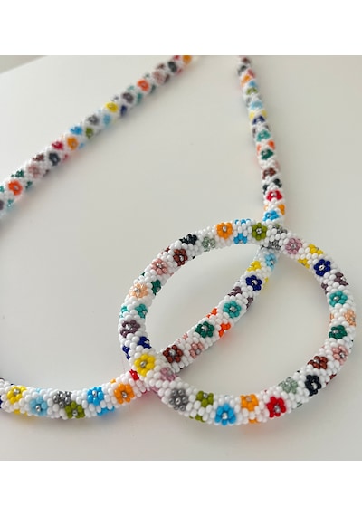Chichibeads Renk Harmanı El Yapımı Boncuk Kolye Bileklik Set Kırmızı - Beyaz