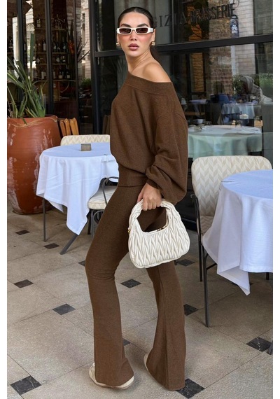 Seeh Kahverengi Bluz Pantolon İkili Takım Sh314 Standart