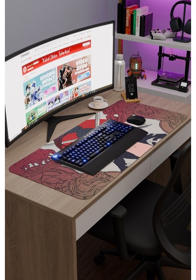 Dororo Anime V1 - 90x40 Xxl Gaming Kauçuk Kaymaz Taban Mouse Pad Fare Altlığı