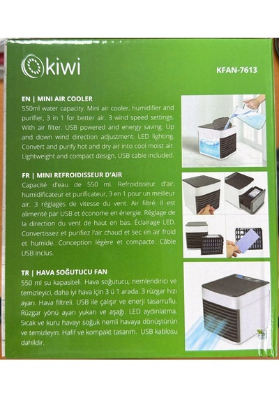 Kiwi Kfan-7613 Buharlı Masaüstü Vantilatör + Soğutucu + Hava Temizleyici