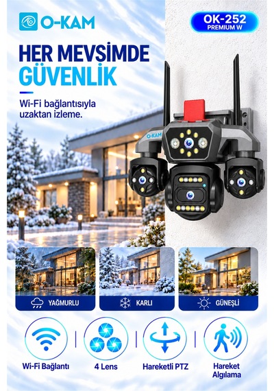 O-kam Ok-252-premium W 4 Lensli Wi-fi Ptz Güvenlik Kamerası
