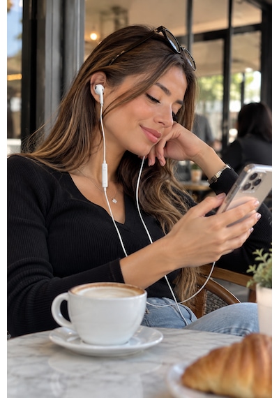 Usb-c Type-c Kablolu Kulak İçi Kulaklık Mikrofonlu, Çağrı Kontrollü, Yüksek Ses Kalitesi, 1.2 Metre Kablo Kablolu Kulakiçi
