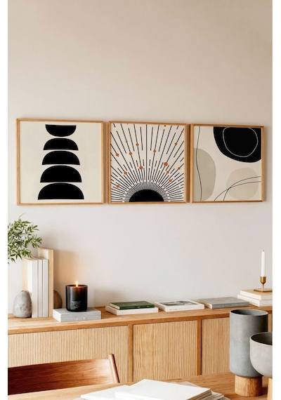 Ahşap Çerçeveli Mdf Kare Tablo Seti Salon Ve Oturma Odası Için Kr4014 32 X 32