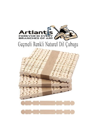 Naturel Geçmeli Dil Çubuğu Dar 150 Li Çentikli Tırtıklı Geçirmeli Eklemeli Naturel Dondurma Çubuğu Kesik Uçlu Ahşap Çubuk