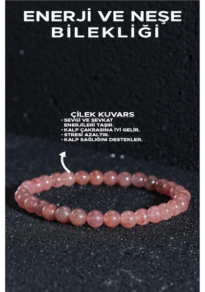 Aşk Ve Güç Bilekliği - Çilek Kuvars - Ruhsal Huzur Ve Sevgi Kombin Bilekliği Pembe