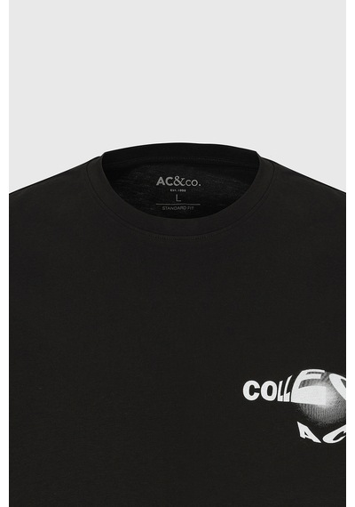 AC&Co / Altınyıldız Classics Erkek Sıyah Standart Fit Normal Kesim Bisiklet Yaka Tişört - Siyah