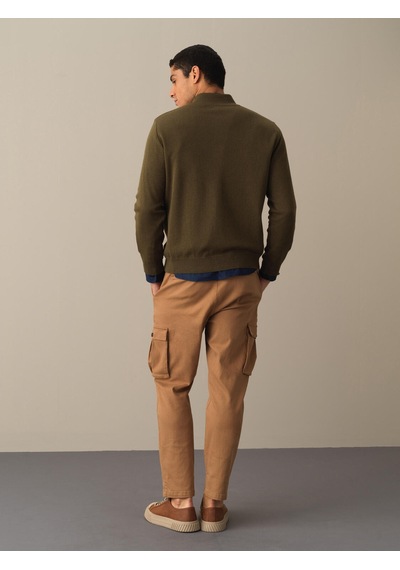 Xint Haki Regular Fit Dik Yaka Pamuklu Hırka 801663