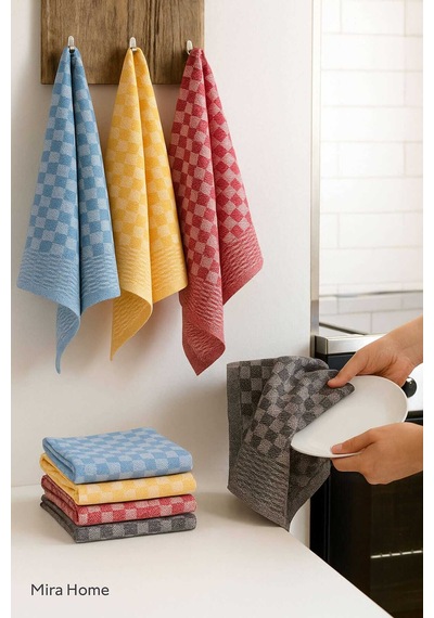 6lı Mutfak Kurulama Bezi 45x65 Cm Pötikare Desen 11