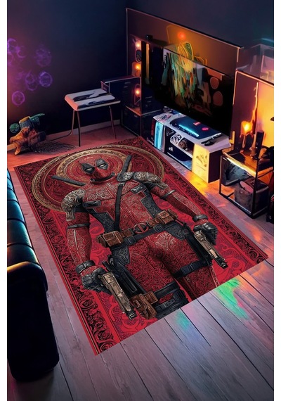Deadpool Karakter Tasarım Dijital Baskı Yıkanabilir Kaymaz Taban Halı Gnc7