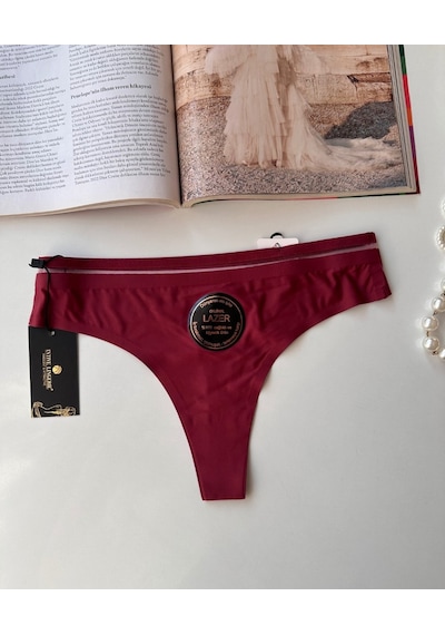 Orijinal Lazer Kesim Spandex Invisible Dikişsiz Transparan Detayl Bordo
