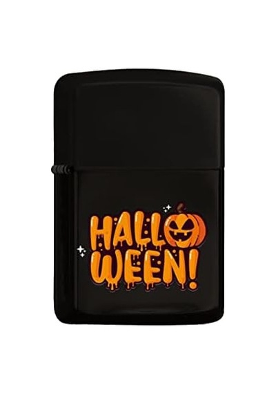 Halloween Tasarımlı Renkli Baskılı Siyah Benzinli Metal Çakmak 50 x 22
