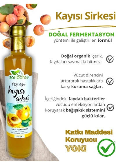 Kayısı Sirkesi 500 Ml 2'li Paket - Organik Doğal Fermantasyon