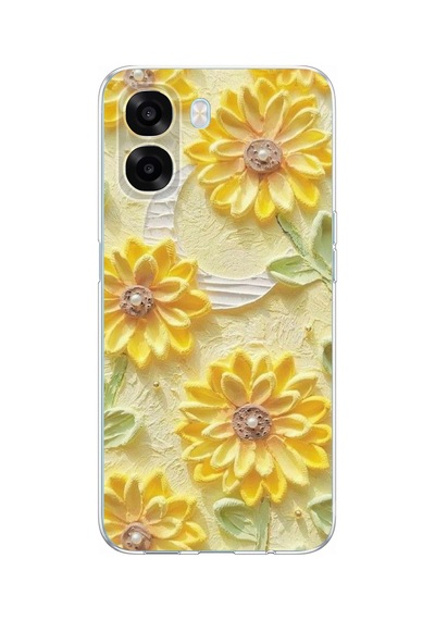 Oppo A6t - A6x Uyumlu Rölyef Bahçesi Baskılı Silikon Kılıf Renkli