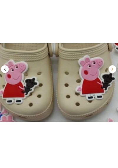 Pepikon Peppa Pig 4 Adet Büyük Boy Terlik Süsü 5x4.5 Cm Peppa Mor - Pembe - Bebe Mavi