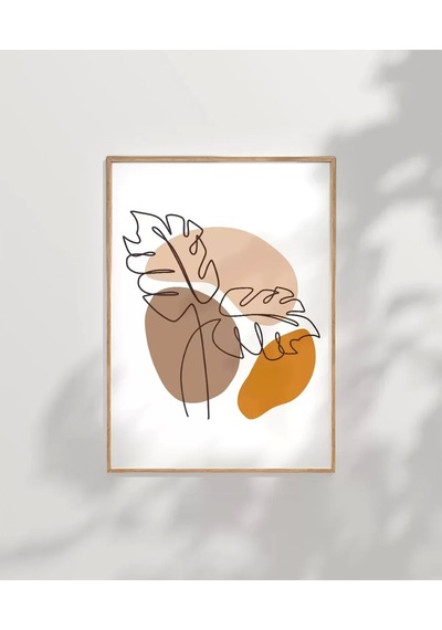 Çerçevesiz Poster Çizgisel Bitki No 2