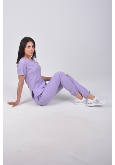 Lila Likralı Jogger Alt Üst Takım