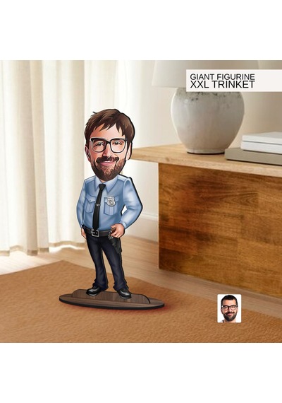 Bk Gift Kişiye Özel Polis Karikatürlü Büyük Boy Ahşap Biblo-1 Arkadaşa Hediye , Sevgiliye Hediye, Kişiye Özel Biblolar Kobitmeyen137539 Bk Gift
