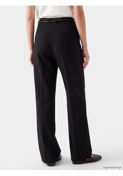 Lcwaıkıkı Classic Siyah Beli Kemerli İspanyol Paça Kadın Pantolon