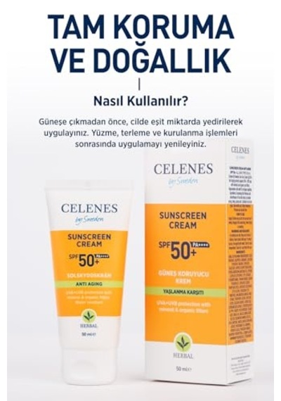 Celenes Herbal Yaşlanma Karşıtı Güneş Kremi, 50+ Spf, 50ml