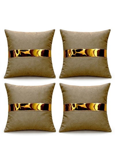 Venüs 07 Gold Şeritli 4 Lü Set Dekoratif Ve Modern Modern Tasarım Kırlent Kılıfı Lüks Koltuk Yastık Kılıfı Altın