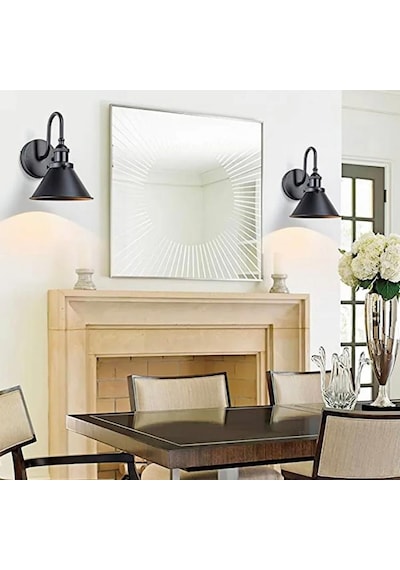 Rsylight Retro Siyah Metal Modern Dekoratif Rustik Aplik Siyah
