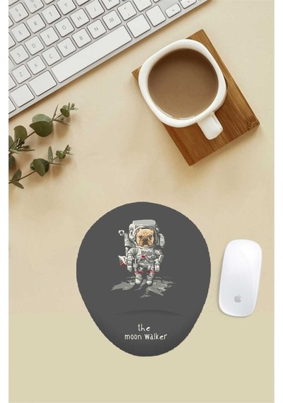 Ayda Yürüyen Köpek Desenli Bilek Destekli Mouse Pad Mousepad