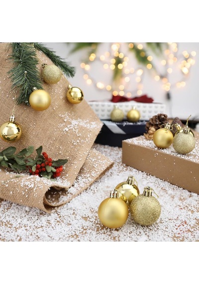 Yenigeldi 12'li Gold 4 Cm Yılbaşı Topu, Noel Topu,çam Ağacı Topu, Süs Topu, Gold