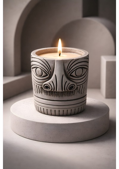 Totem Mask Dekoratif Kap Mum Renkli