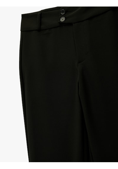 Koton Slim Fit Çift Düğmeli İspanyol Paça Pantolon Siyah 6wal40039ıw Siyah