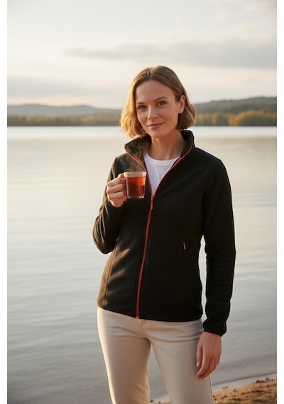 Lela Slim Fit Anti-Pilling Tüylenme Yapmayan Fermuarlı  Polar Bayan Hırka 5907012 Siyah