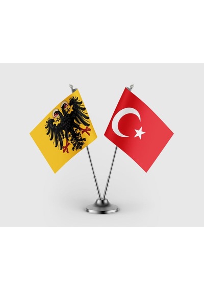 Kutsal Roma İmparatorluğu Ve Türk Bayrağı İkili Saten Masa Bayrağı Takımı Diğer