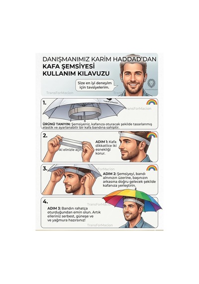 Kafa Şemsiyesi, Beyaz, Hac Umre İçin Güneş Koruma, Uv Korumalı, Ayarlanabilir Kafa Bandı, Hafif Standart