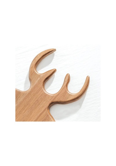 Qerhome Dekoratif Geyik Figürlü Kesme Tahtası Oval - Peynir Tahtası - Dekoratif Sunumluk 36 Cm X 26 Cm Bambu